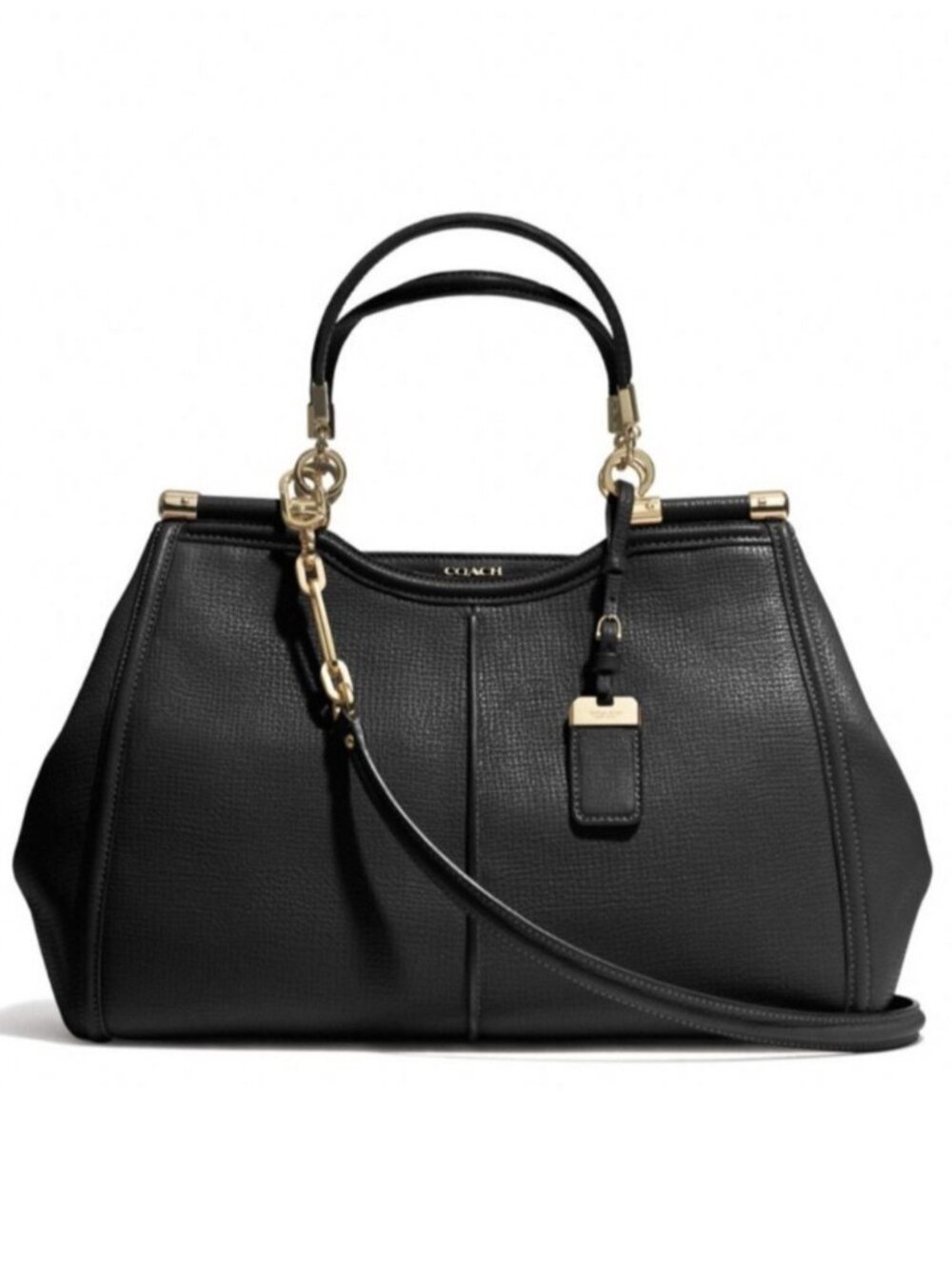 Coach Black Leather Caroline Madison Pinnacle Carrie Satchel